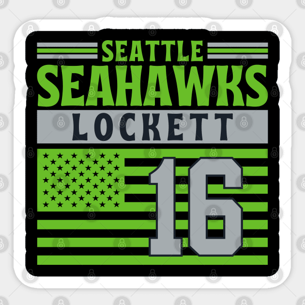 Seattle Seahawks Lockett 16 American Flag Football Sticker by Astronaut.co